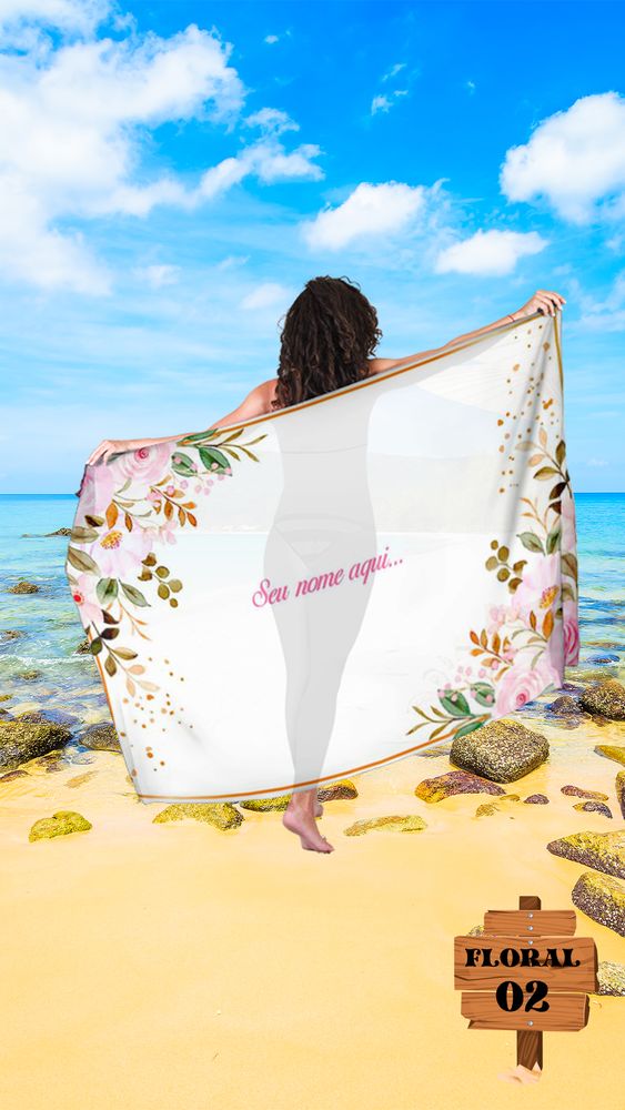Canga Floral Personalizamos com nome 90x135cm FLORAL02 - Imagem 2