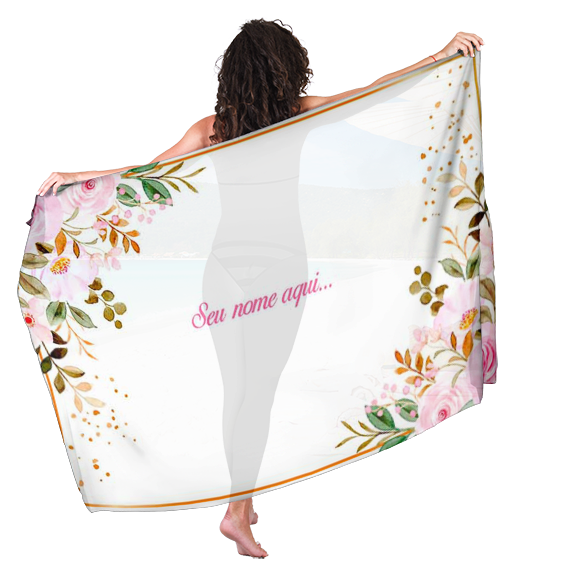 Canga Floral Personalizamos com nome 90x135cm FLORAL02