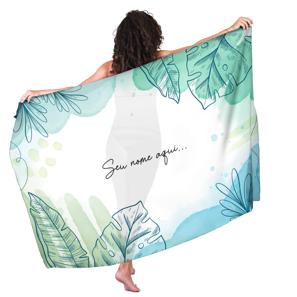 Canga Com Nome Personalizado Saida de Praia Folhagem 37