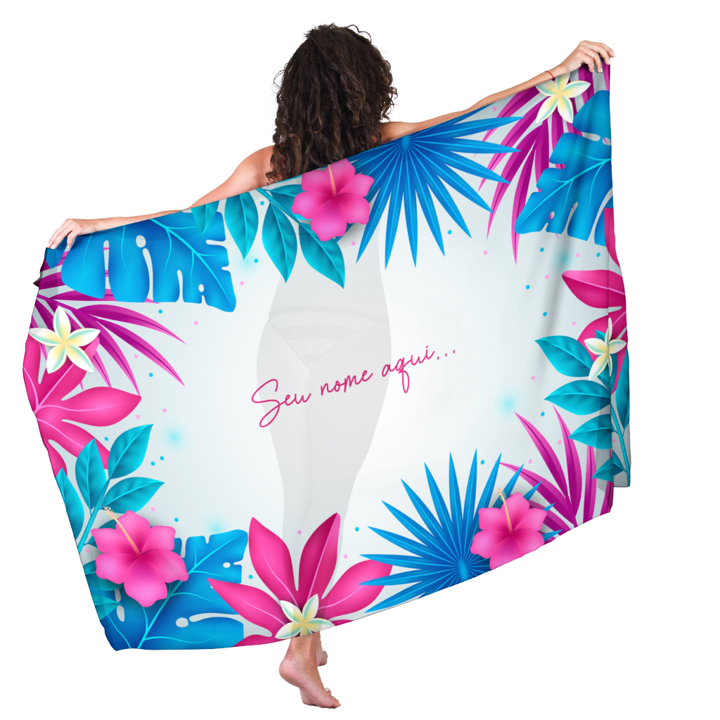 Canga Com Nome Personalizado Saida de Praia Folhagem 40