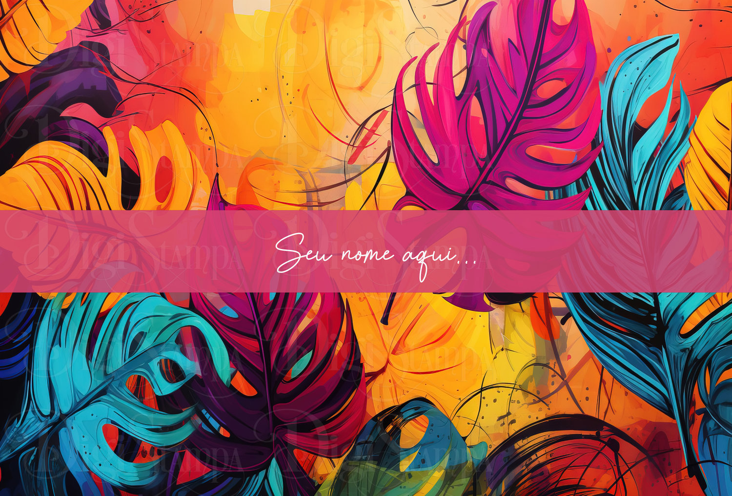 Canga Com Nome Personalizado Saida de Praia Folhagem 89 - Imagem 2