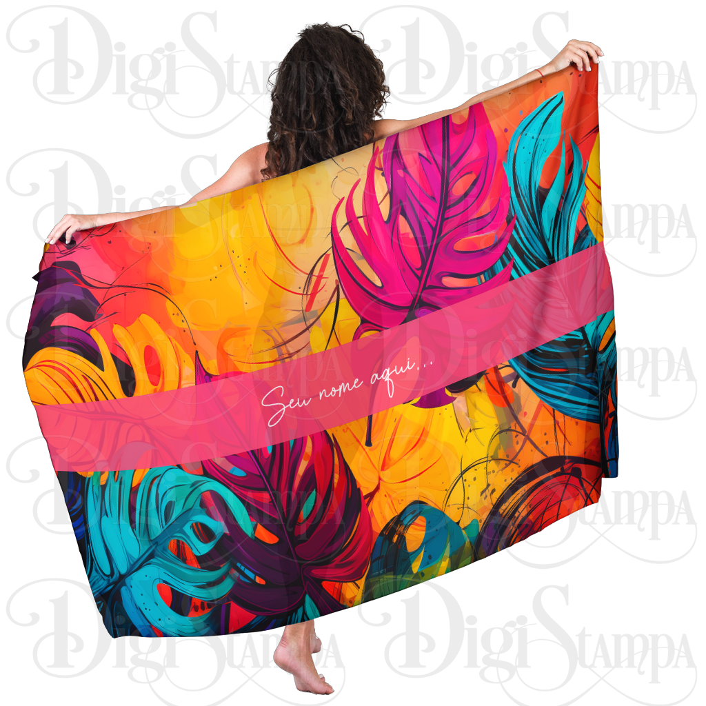 Canga Com Nome Personalizado Saida de Praia Folhagem 89