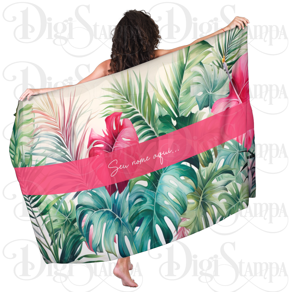 Canga Com Nome Personalizado Saida de Praia Folhagem 88