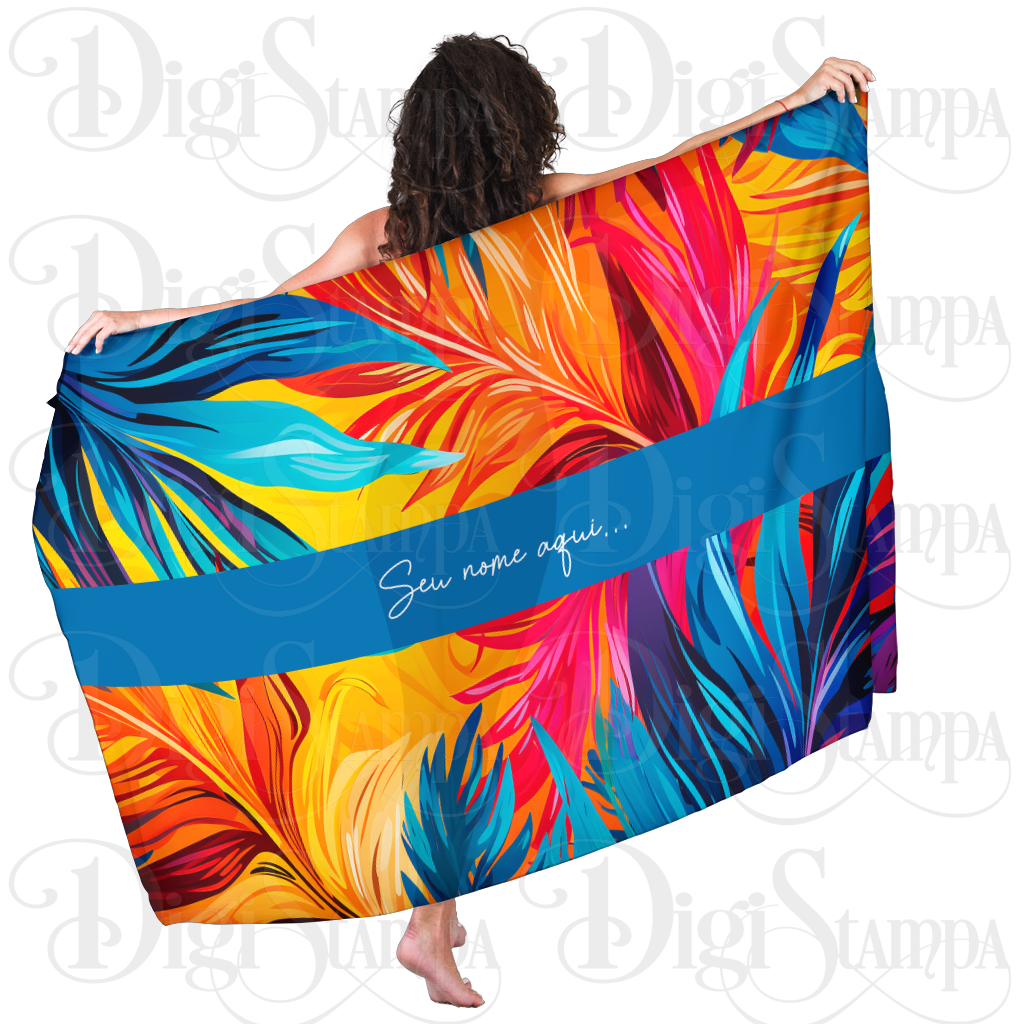 Canga Com Nome Personalizado Saida de Praia Folhagem 87