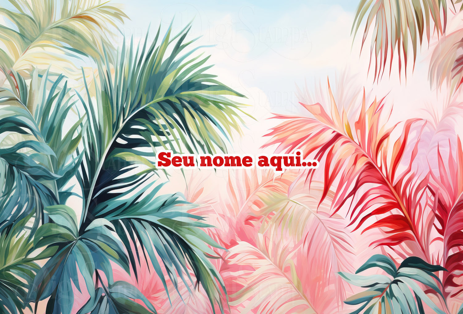 Canga Com Nome Personalizado Saida de Praia Folhagem 86 - Imagem 2