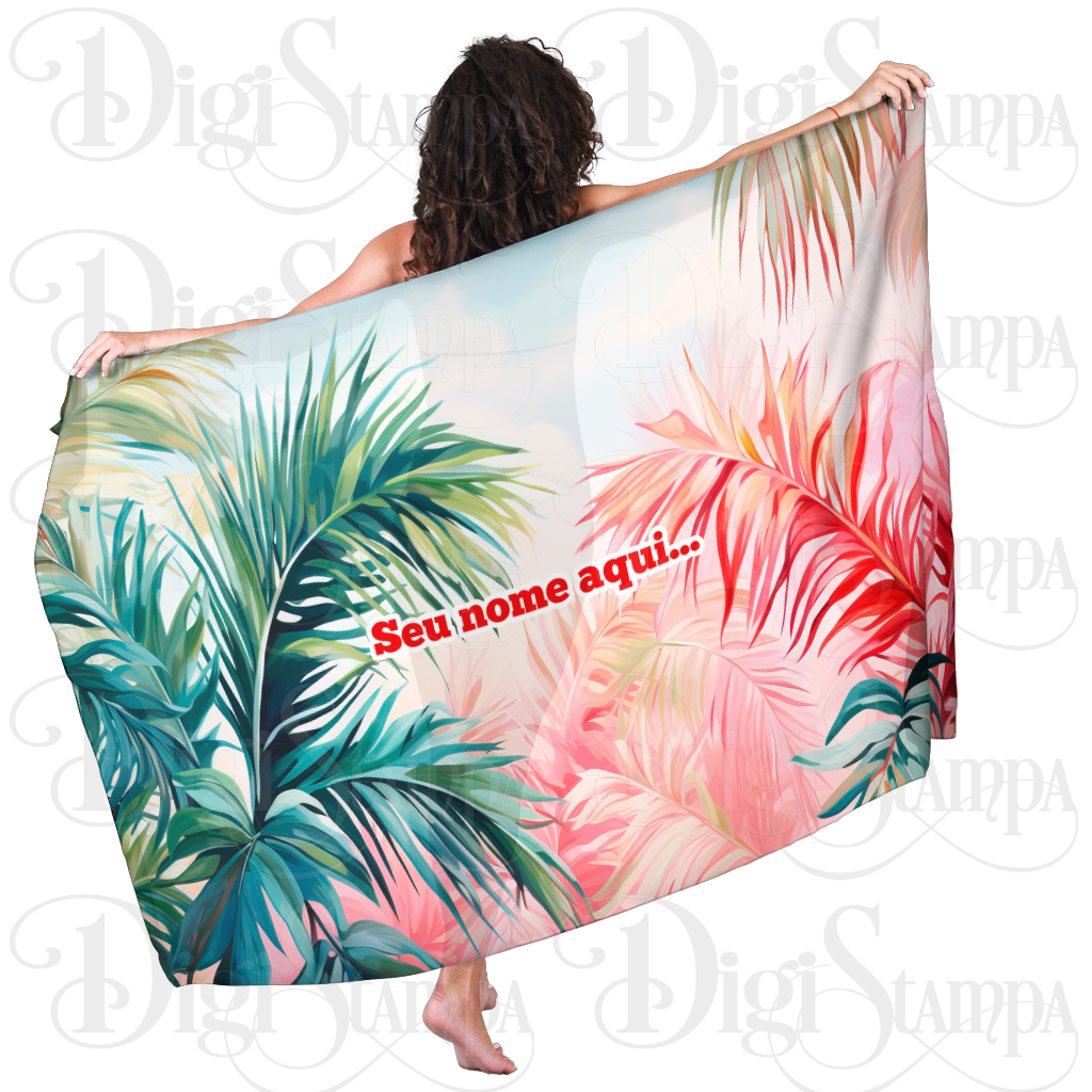 Canga Com Nome Personalizado Saida de Praia Folhagem 86