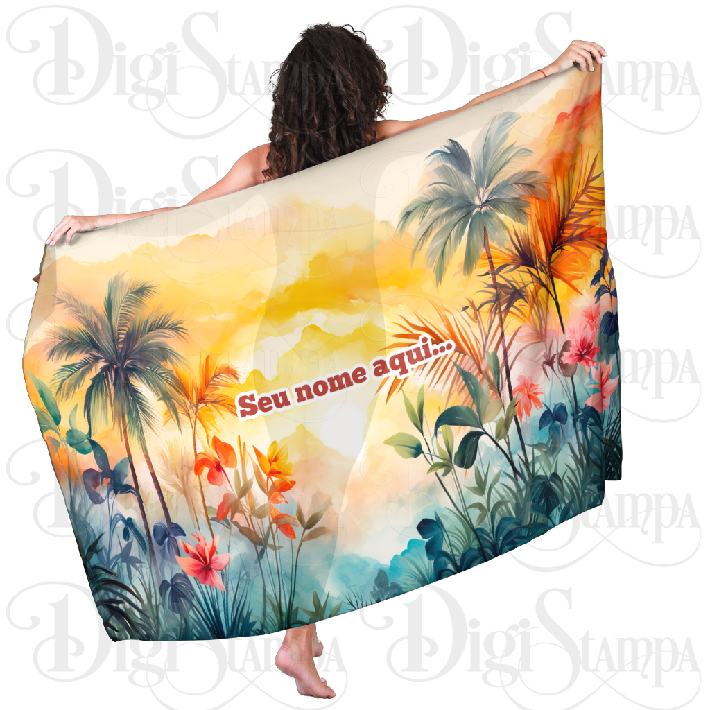 Canga Com Nome Personalizado Saida de Praia Folhagem 85