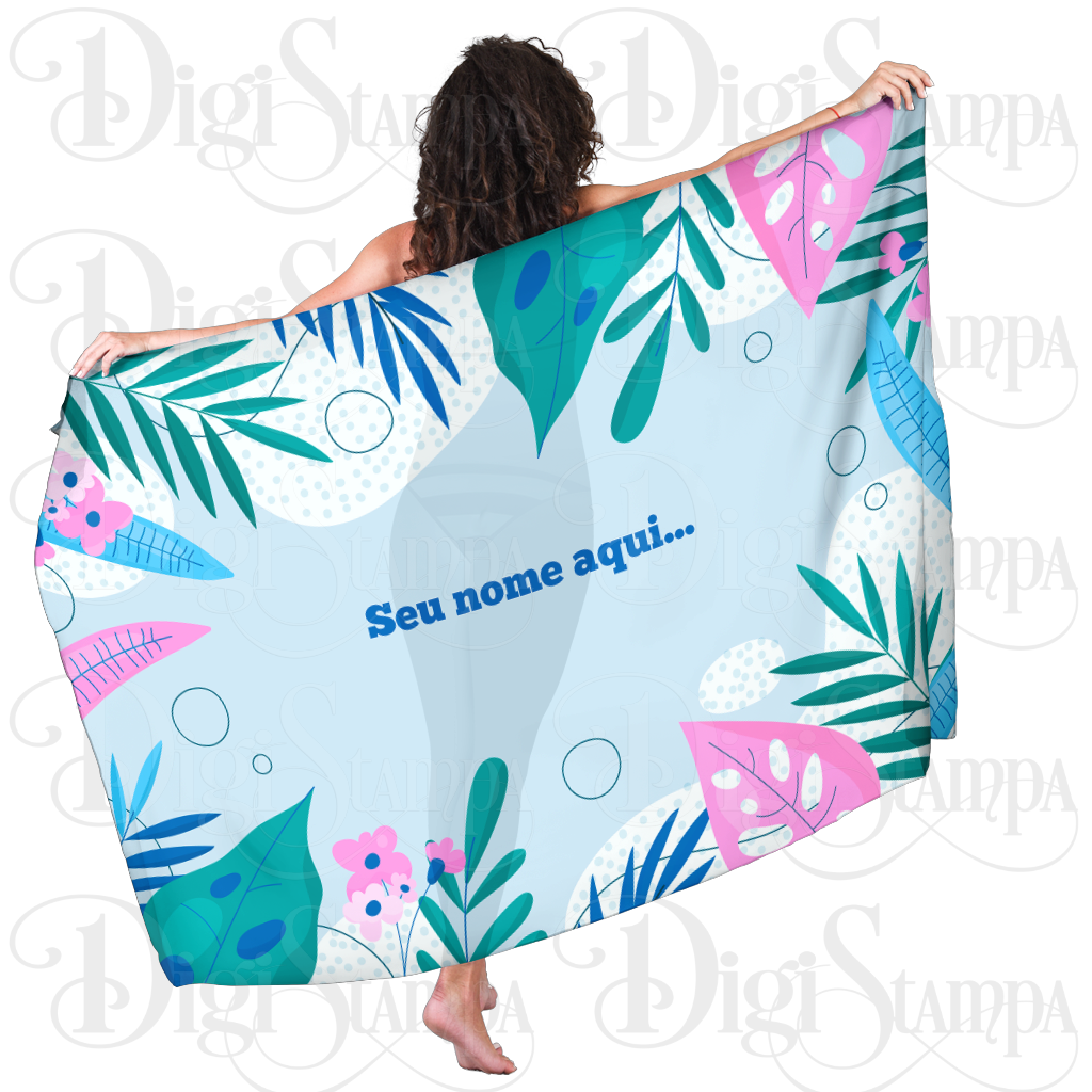 Canga Com Nome Personalizado Saida de Praia Folhagem 83