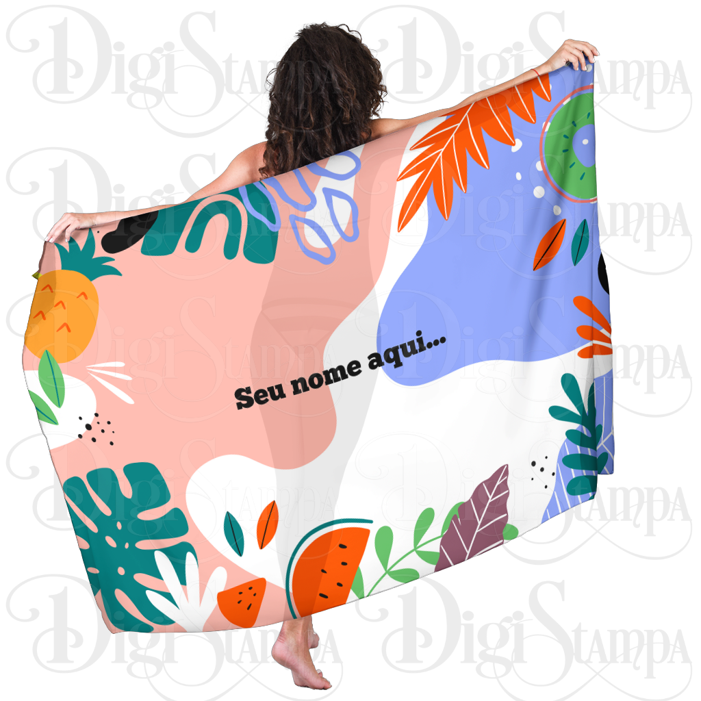 Canga Com Nome Personalizado Saida de Praia Folhagem 82