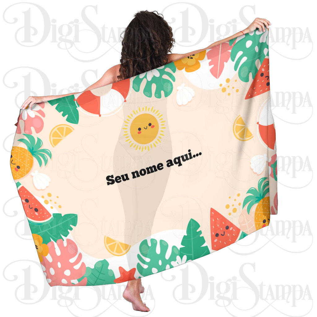 Canga Com Nome Personalizado Saida de Praia Folhagem 81