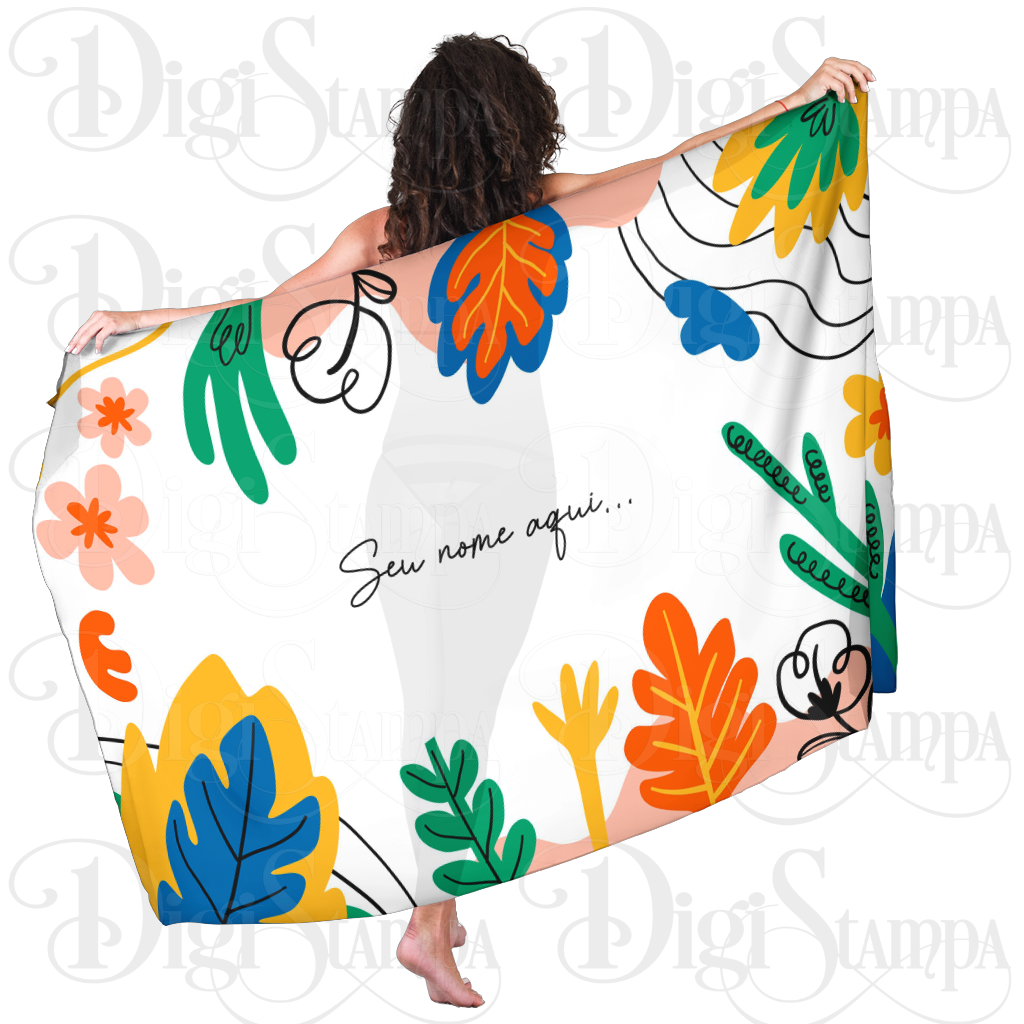 Canga Com Nome Personalizado Saida de Praia Folhagem 80