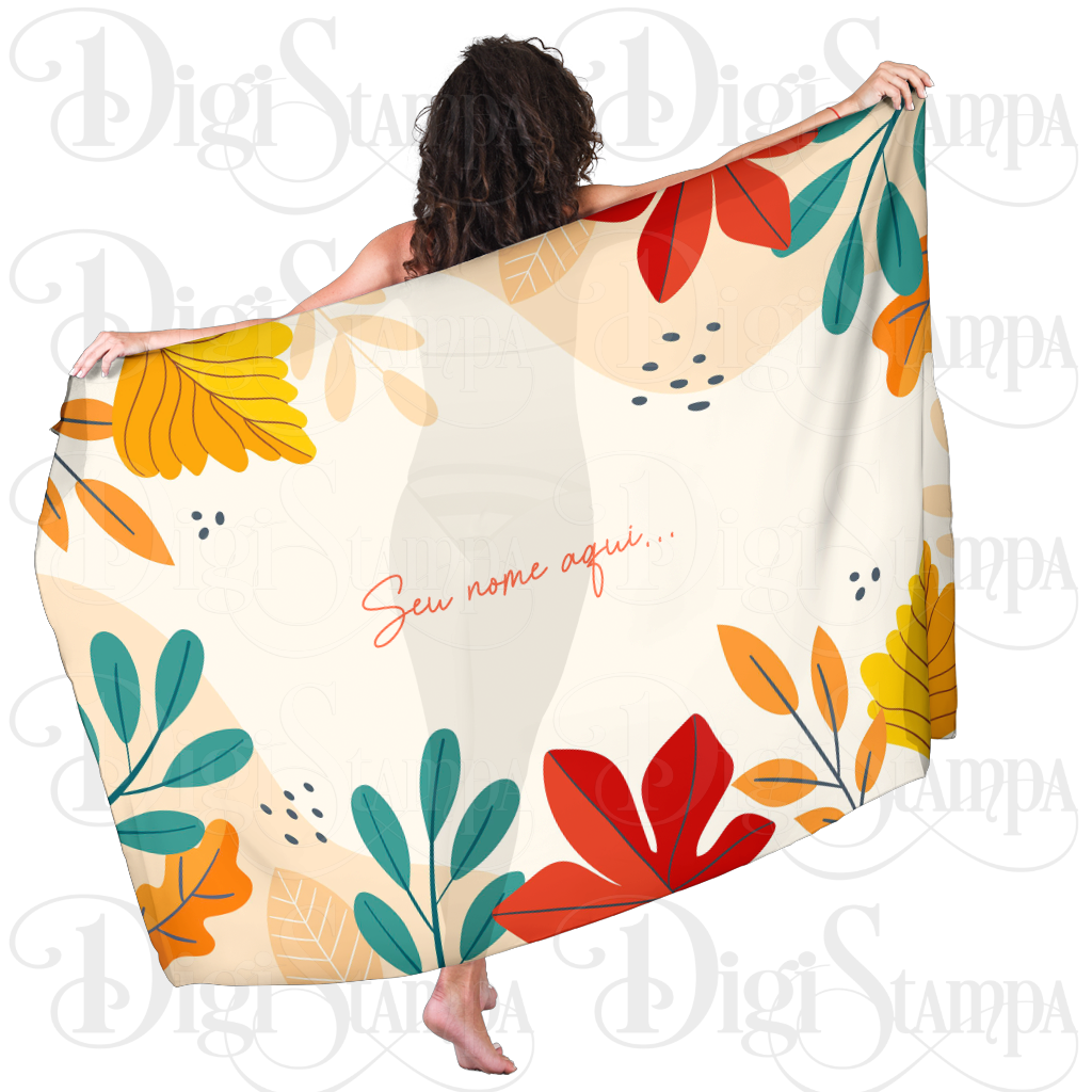 Canga Com Nome Personalizado Saida de Praia Folhagem 79