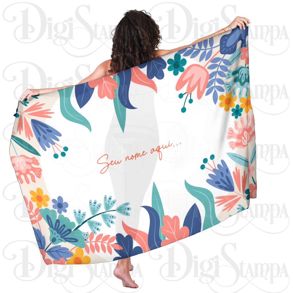 Canga Com Nome Personalizado Saida de Praia Folhagem 78