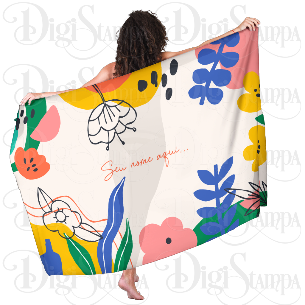 Canga Com Nome Personalizado Saida de Praia Folhagem 77