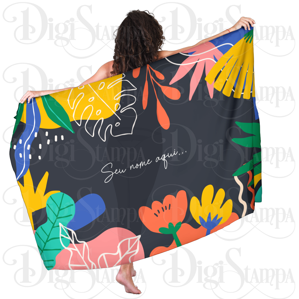 Canga Com Nome Personalizado Saida de Praia Folhagem 76