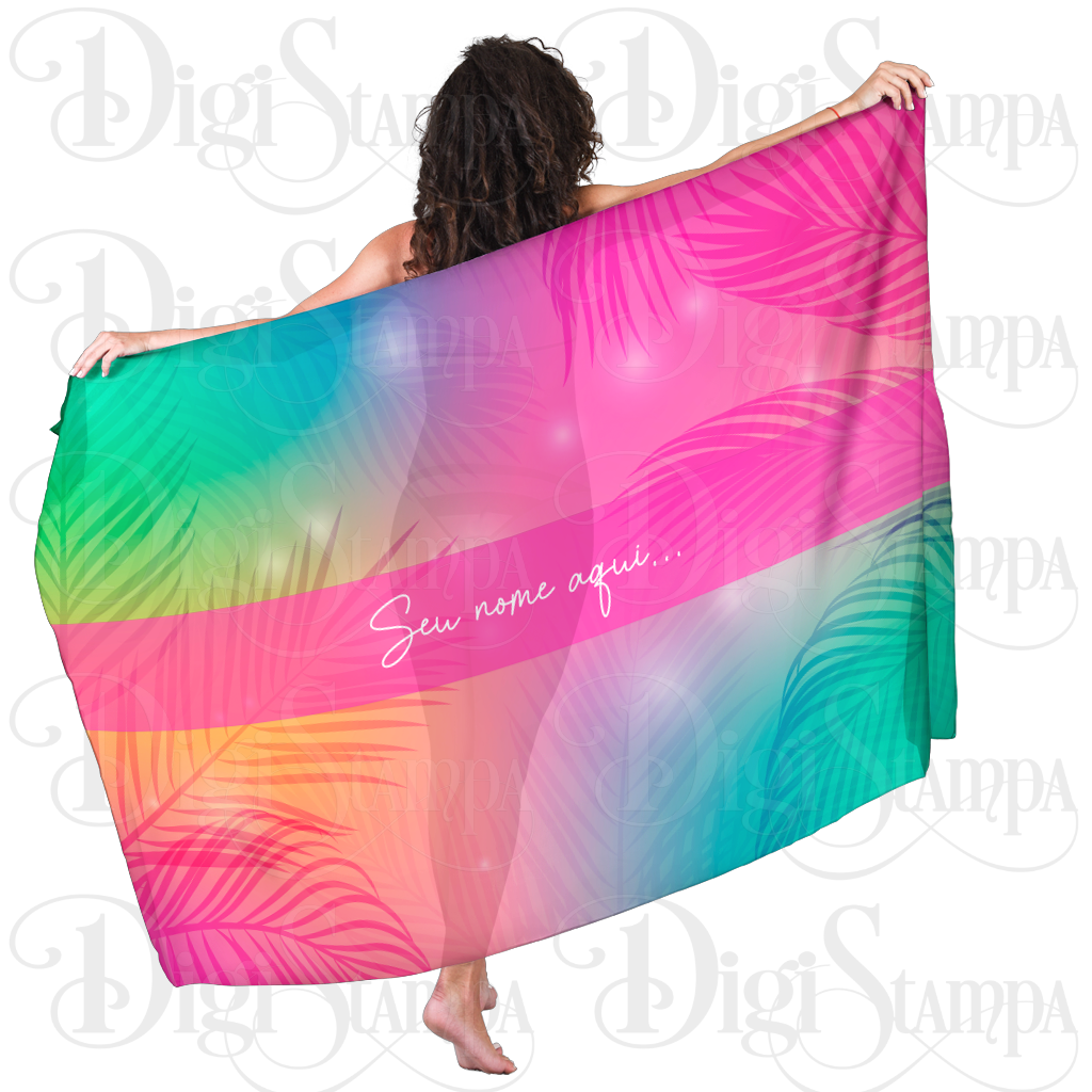 Canga Com Nome Personalizado Saida de Praia Folhagem 75