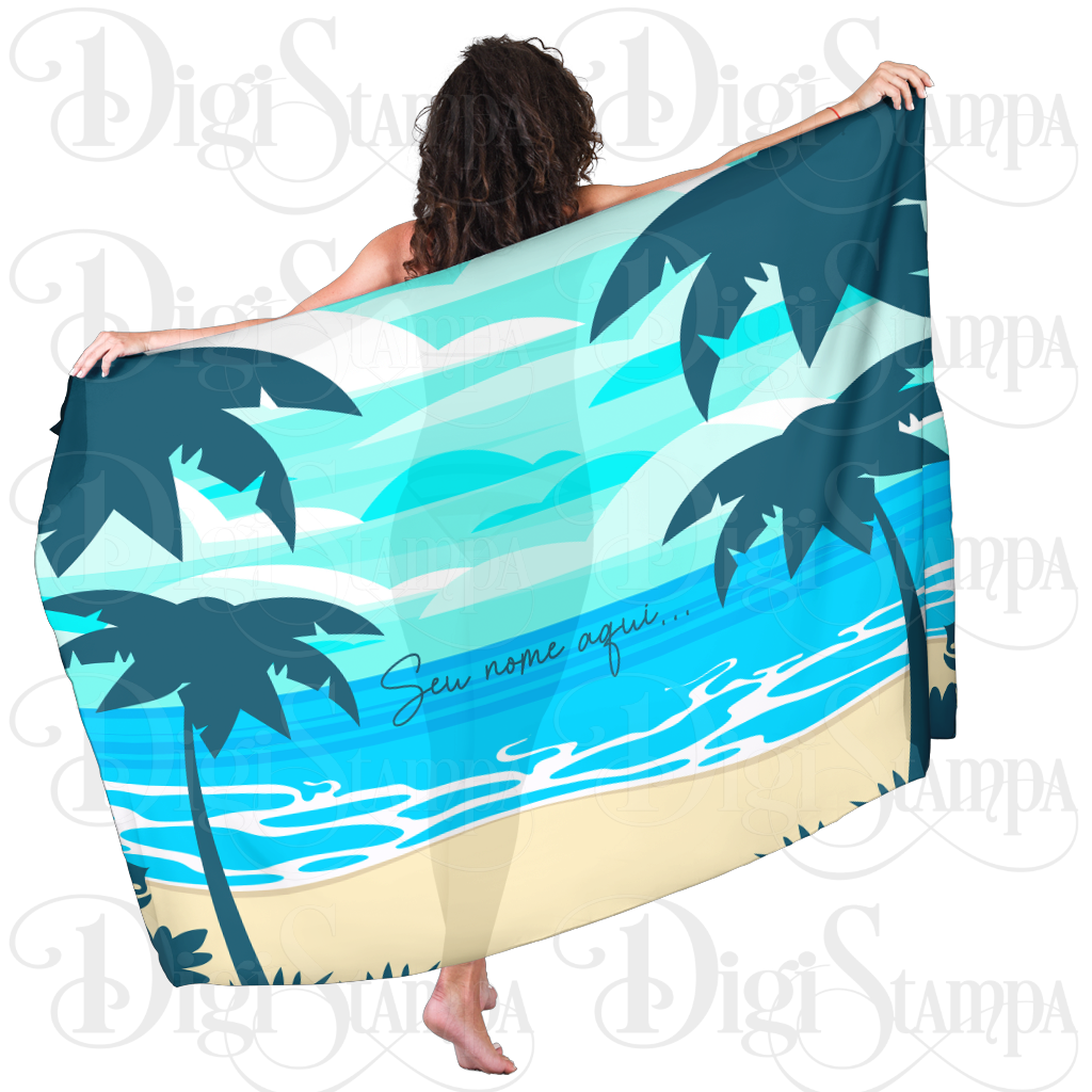 Canga Com Nome Personalizado Saida de Praia Folhagem 73