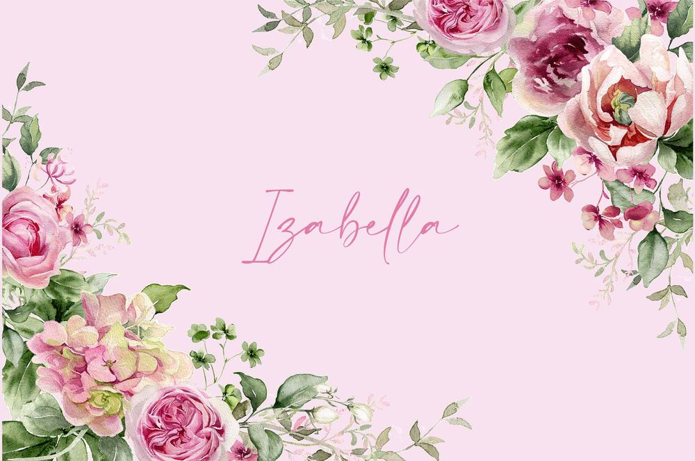 Canga Personalizada ornamentação floral de rosas com nome 90x130cm mcf2 - Imagem 2