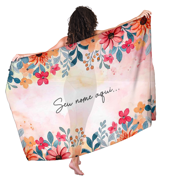 Canga Floral Personalizamos com nome 90x135cm FLORAL04 - Imagem 5