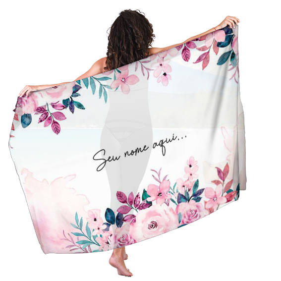 Canga Floral Personalizamos com nome 90x135cm FLORAL05 - Imagem 5