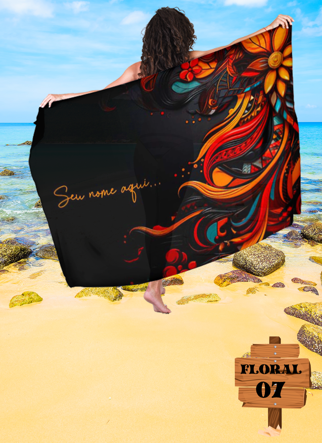 Canga Floral Personalizamos com nome 90x135cm FLORAL07 - Imagem 6