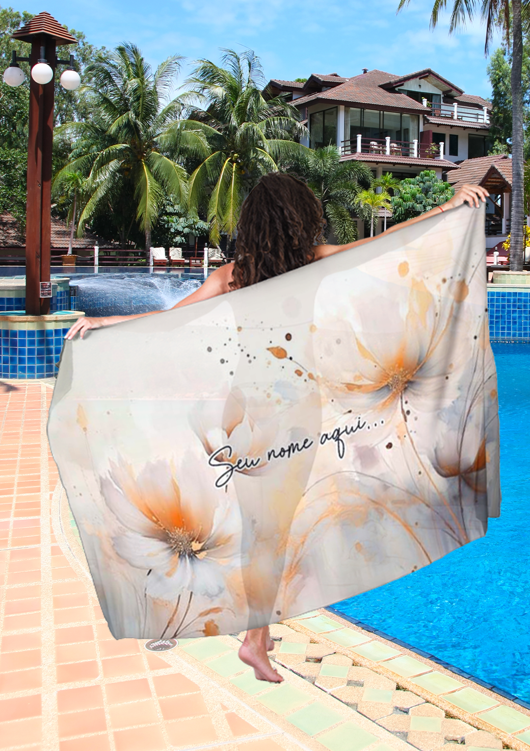 Canga Floral Personalizamos com nome 90x135cm FLORAL15 - Imagem 6