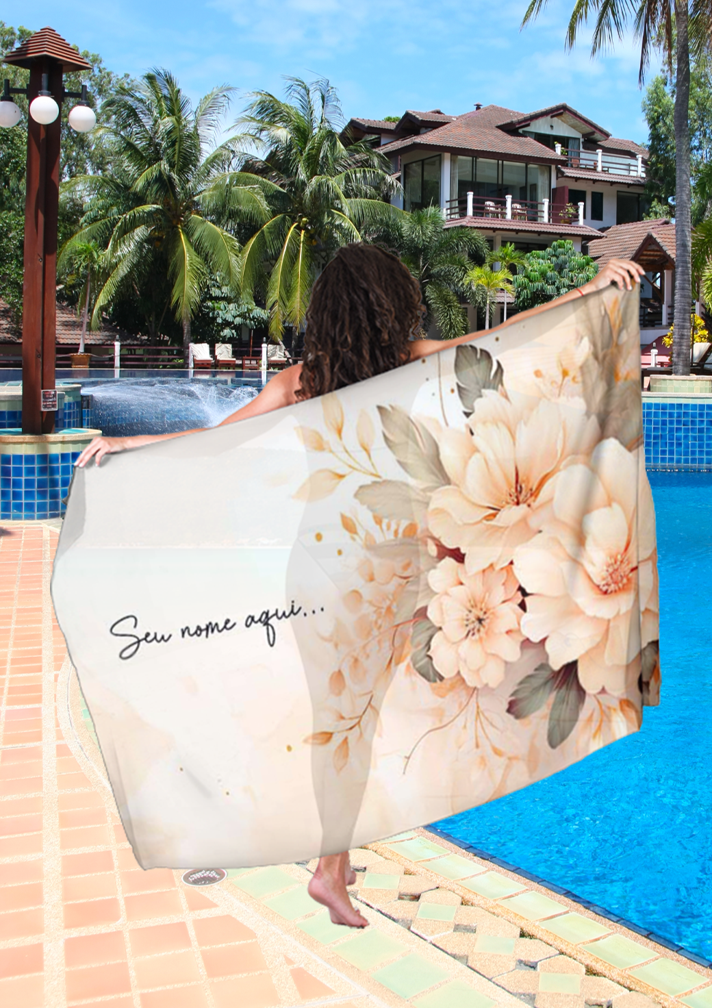 Canga Floral Personalizamos com nome 90x135cm FLORAL20 - Imagem 6