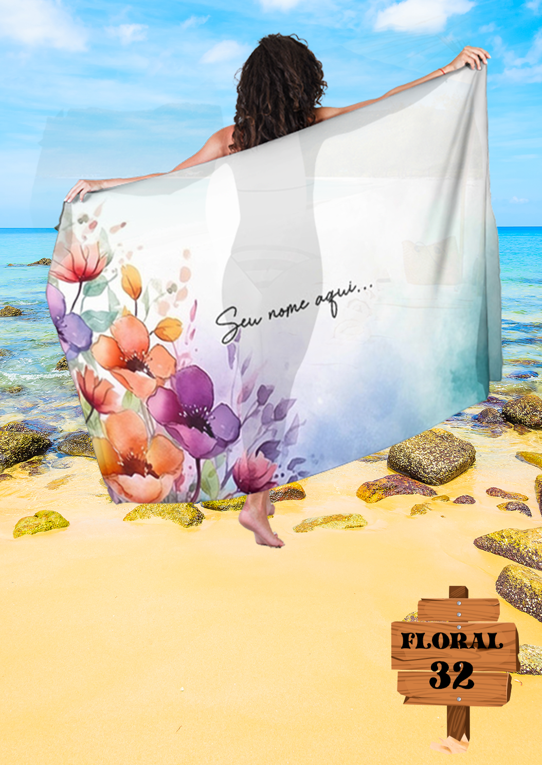 Cópia de Canga Floral Personalizamos com nome 90x135cm FLORAL32 - Imagem 6