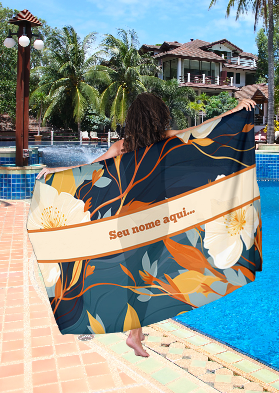 Canga Floral Personalizamos com nome 90x135cm FLORAL40 - Imagem 6