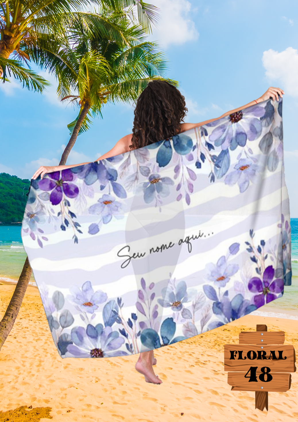 Canga Floral Personalizamos com nome 90x135cm FLORAL48 - Imagem 6