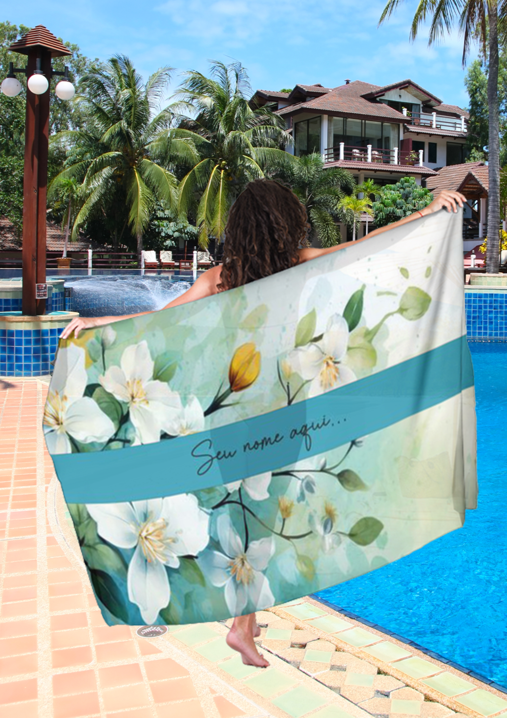 Canga Floral Personalizamos com nome 90x135cm FLORAL55 - Imagem 5