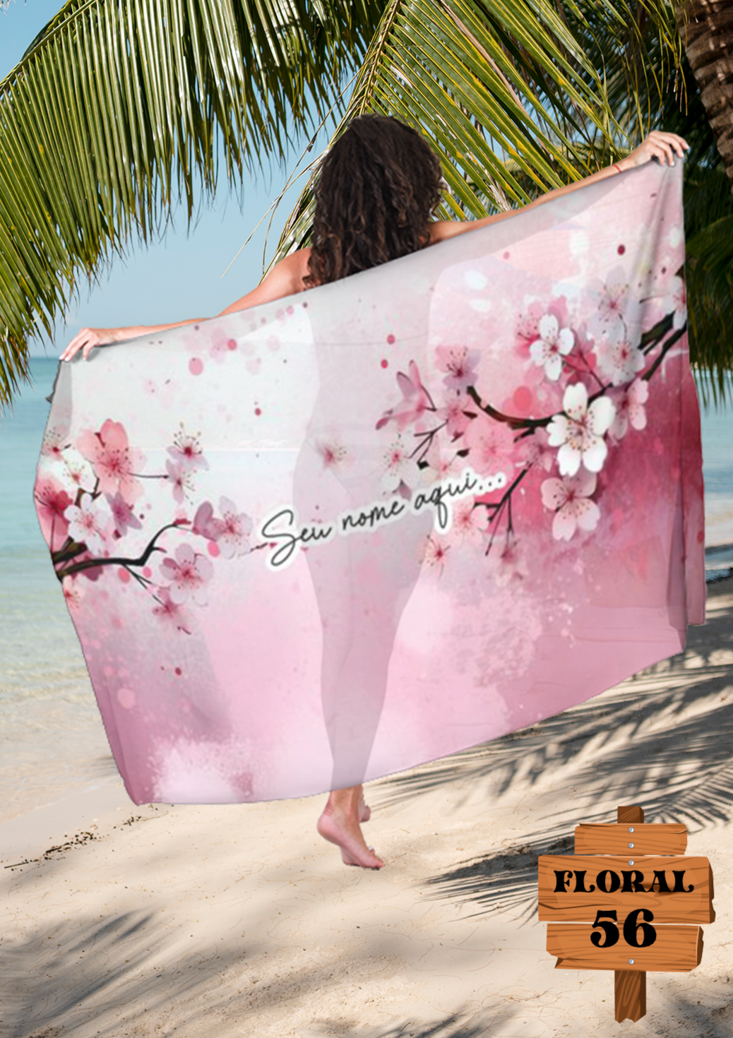Canga Floral Personalizamos com nome 90x135cm FLORAL56 - Imagem 5
