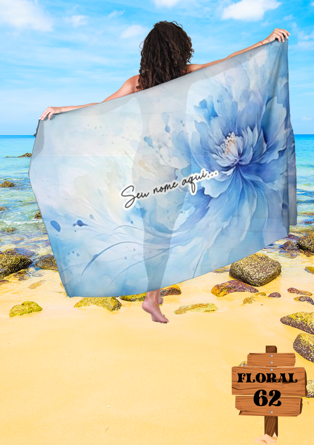 Canga Floral Personalizamos com nome 90x135cm FLORAL62 - Imagem 6