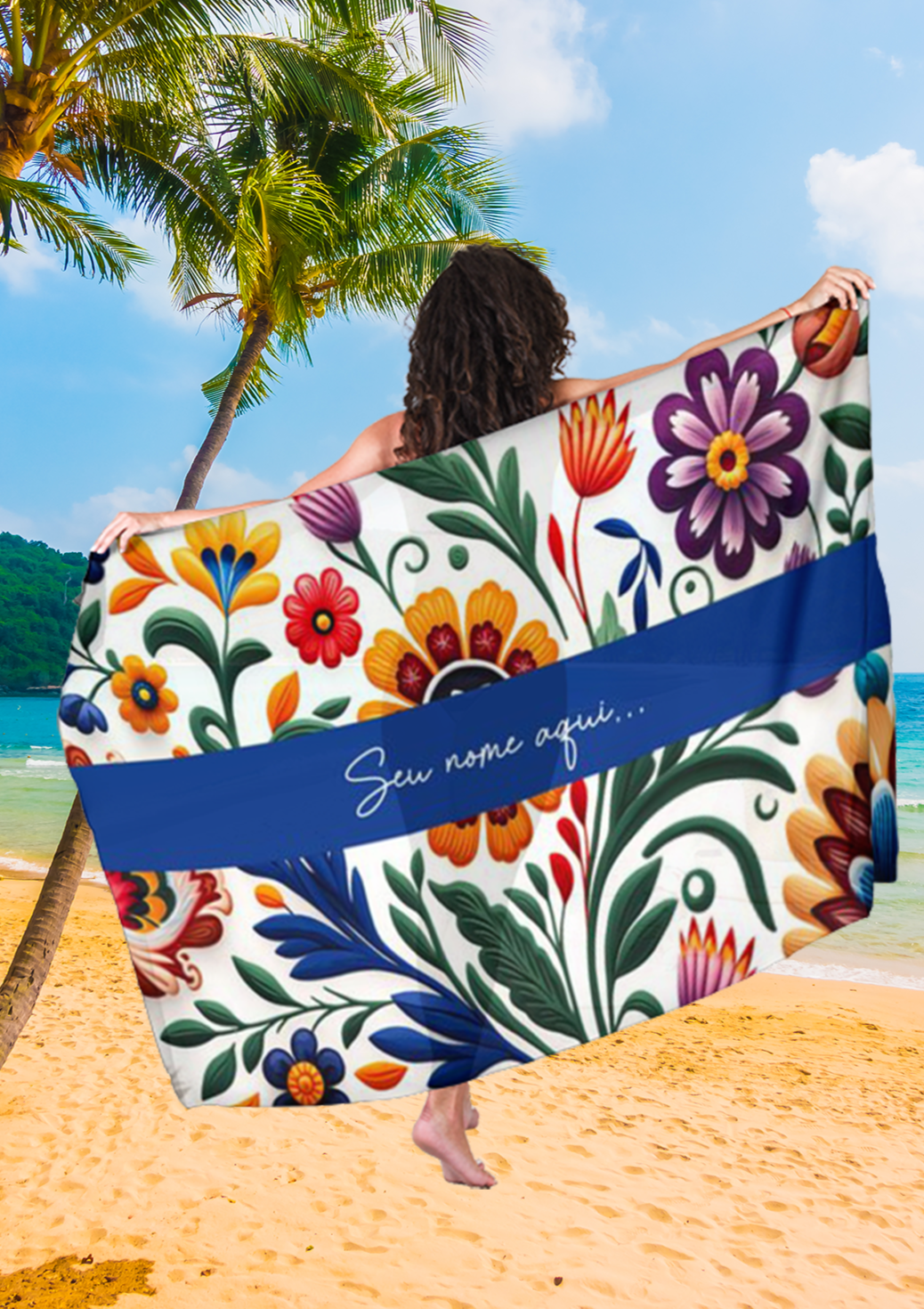 Canga Floral Personalizamos com nome 90x135cm FLORAL63 - Imagem 6