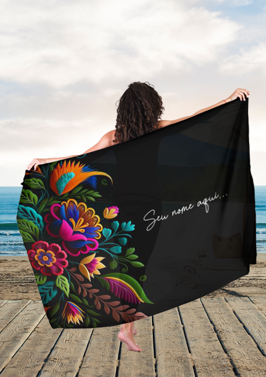 Canga Floral Personalizamos com nome 90x135cm FLORAL64 - Imagem 6