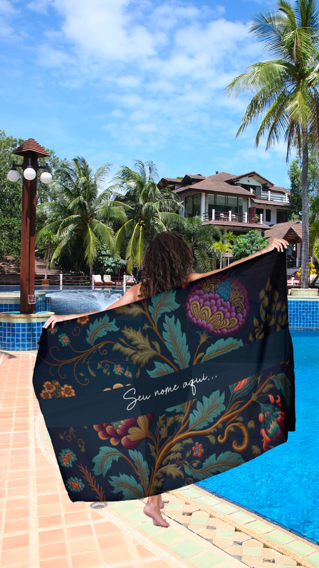 Canga Floral Personalizamos com nome 90x135cm FLORAL65 - Imagem 5