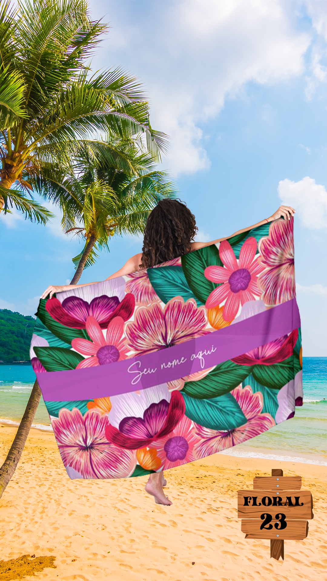 Canga Floral Personalizamos com nome 90x135cm FLORAL69 - Imagem 5