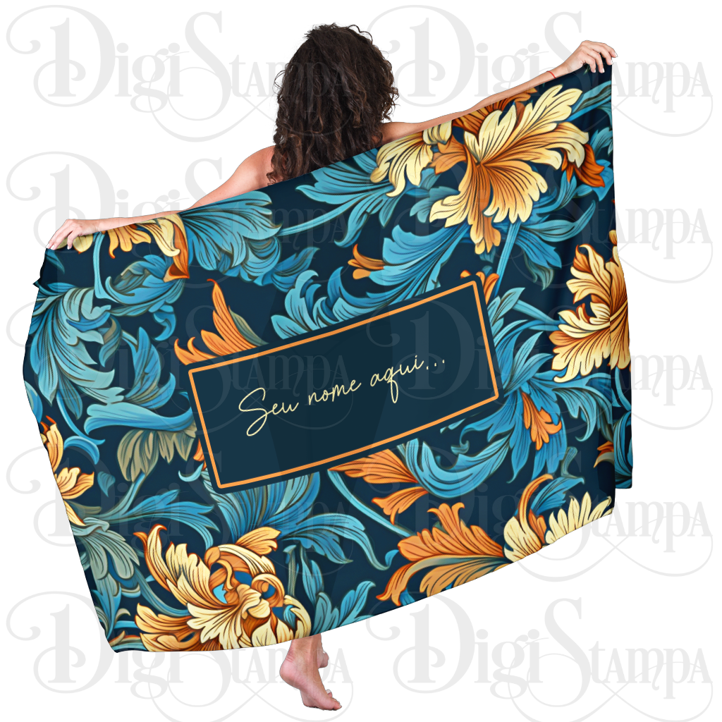 Canga Com Nome Personalizado Saida de Praia Folhagem 72