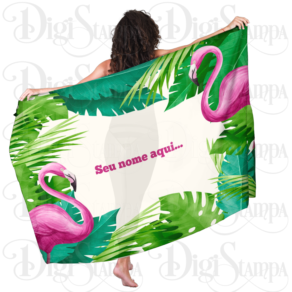 Canga Com Nome Personalizado Saida de Praia Folhagem 65