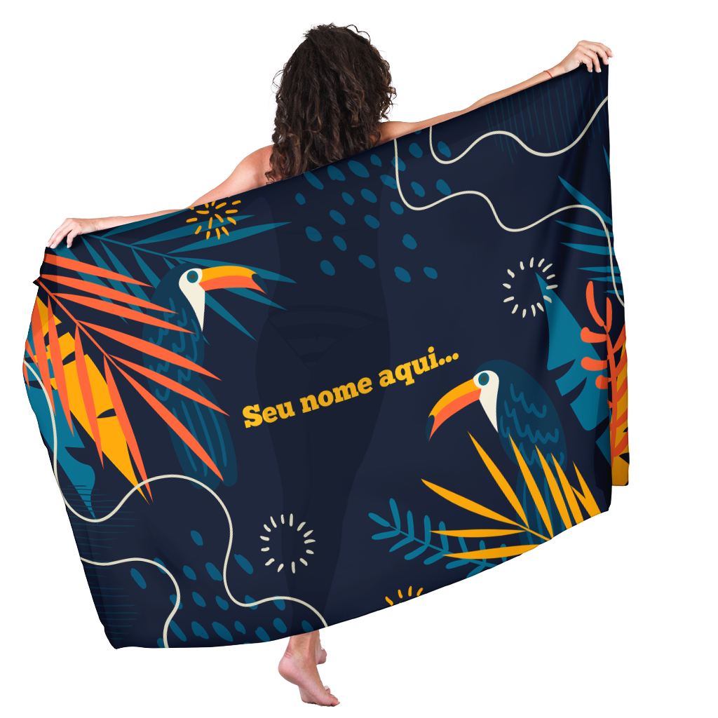 Canga Com Nome Personalizado Saida de Praia Folhagem 64 - Imagem 2