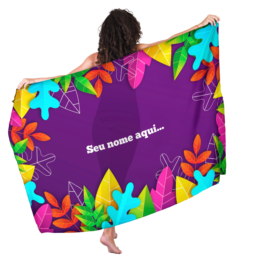 Canga Com Nome Personalizado Saida de Praia Folhagem 61