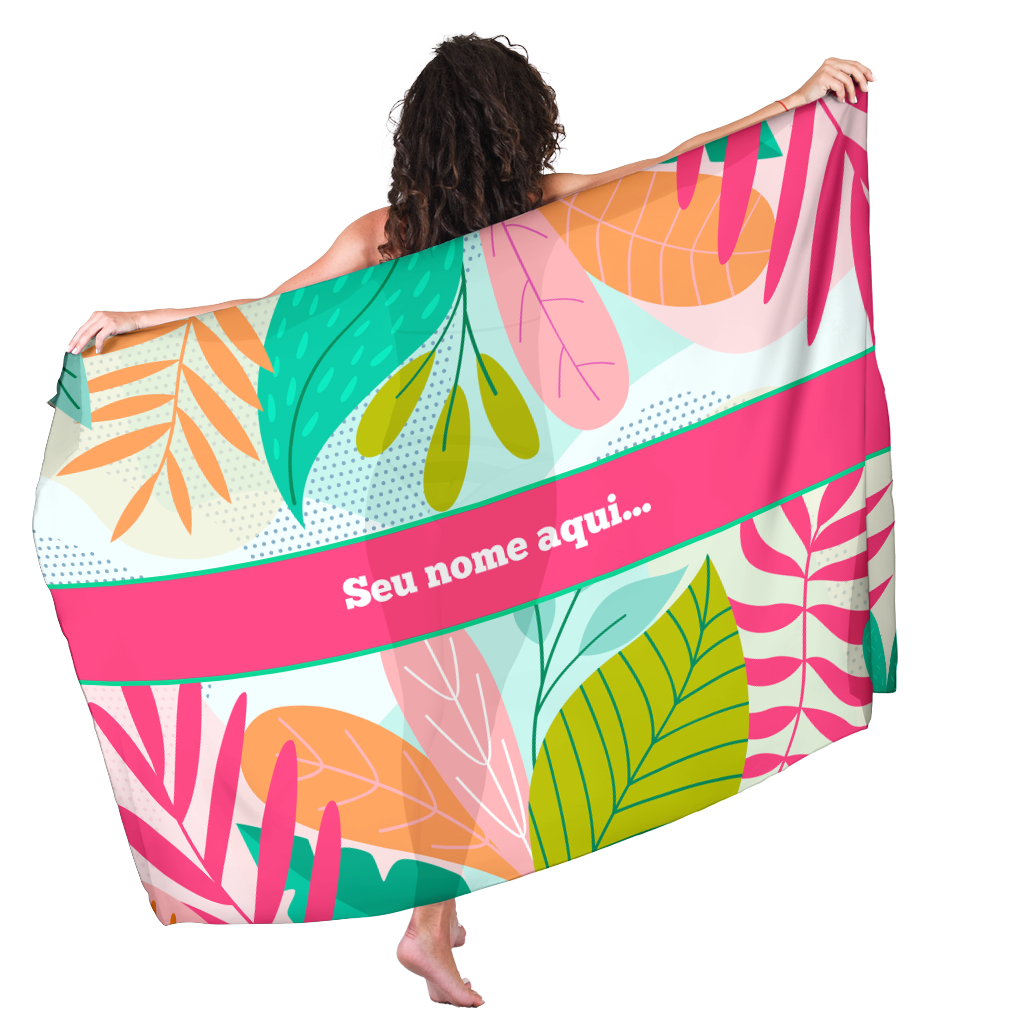 Canga Com Nome Personalizado Saida de Praia Folhagem 59