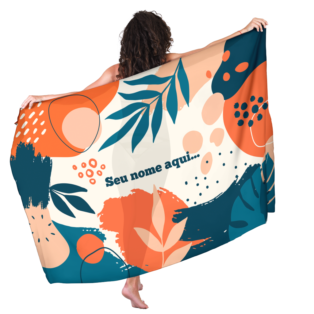 Canga Com Nome Personalizado Saida de Praia Folhagem 57