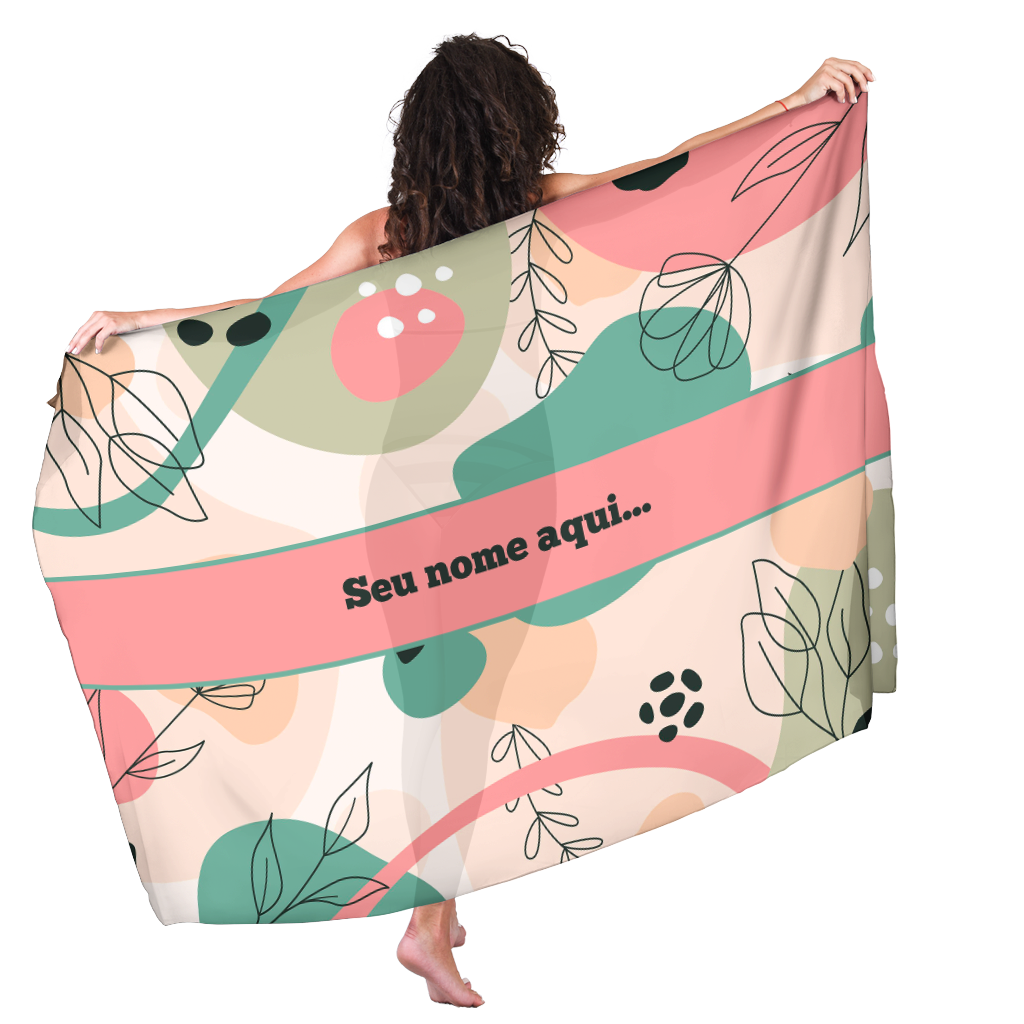 Canga Com Nome Personalizado Saida de Praia Folhagem