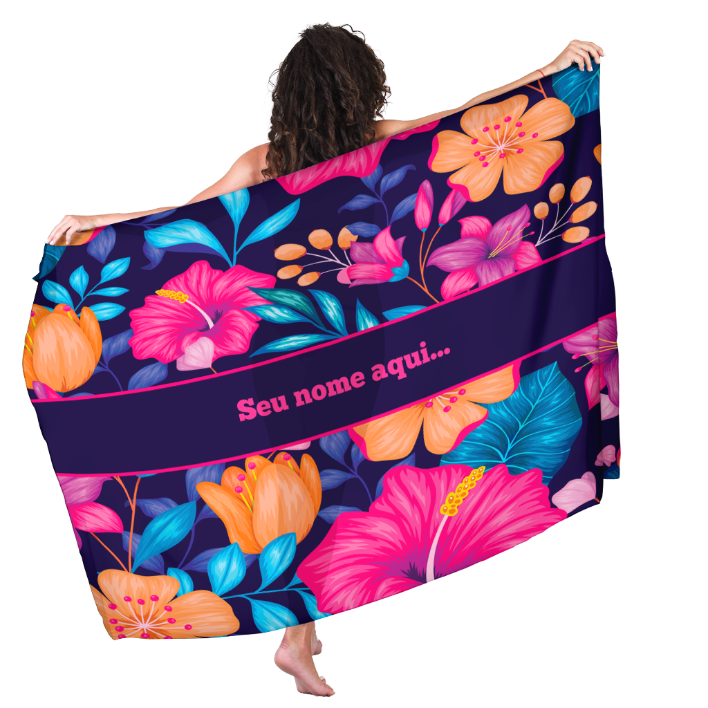 Canga Com Nome Personalizado Saida de Praia Folhagem 54