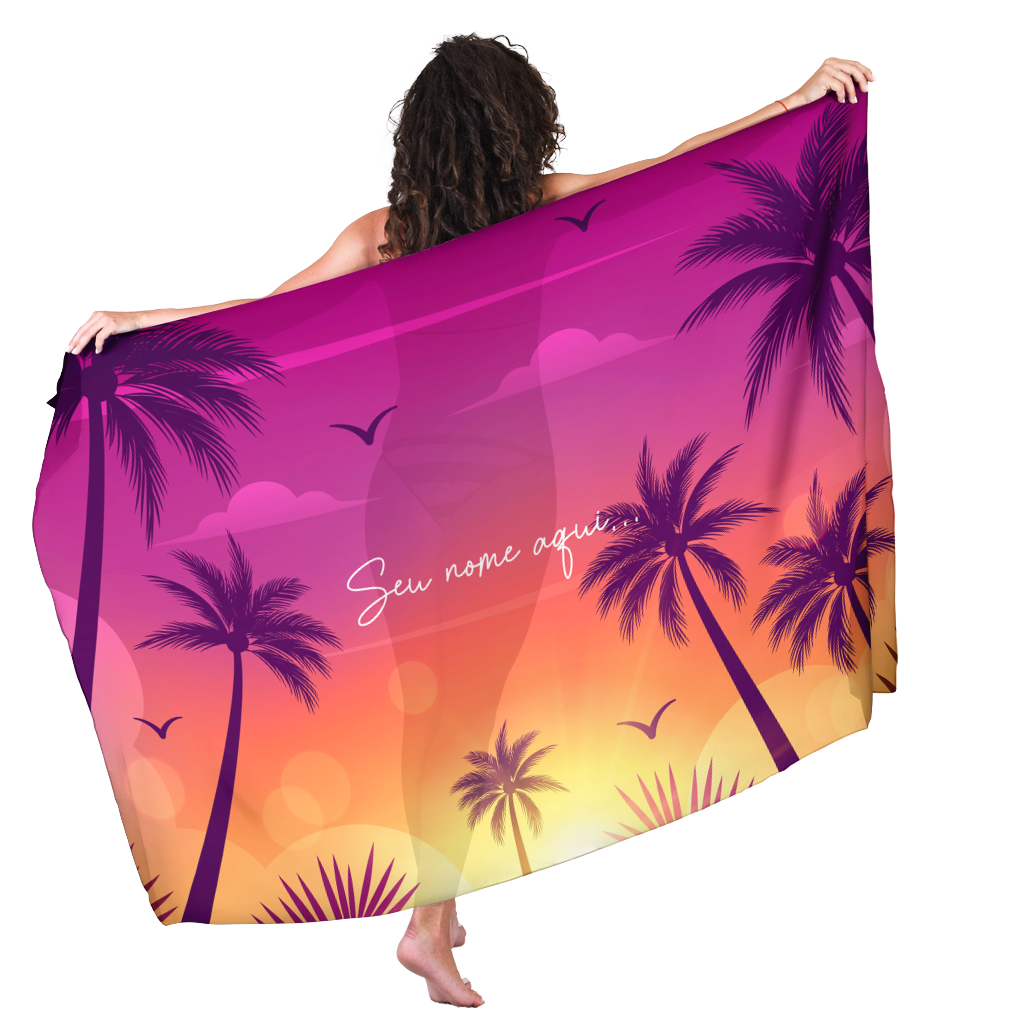 Canga Com Nome Personalizado Saida de Praia Folhagem 52