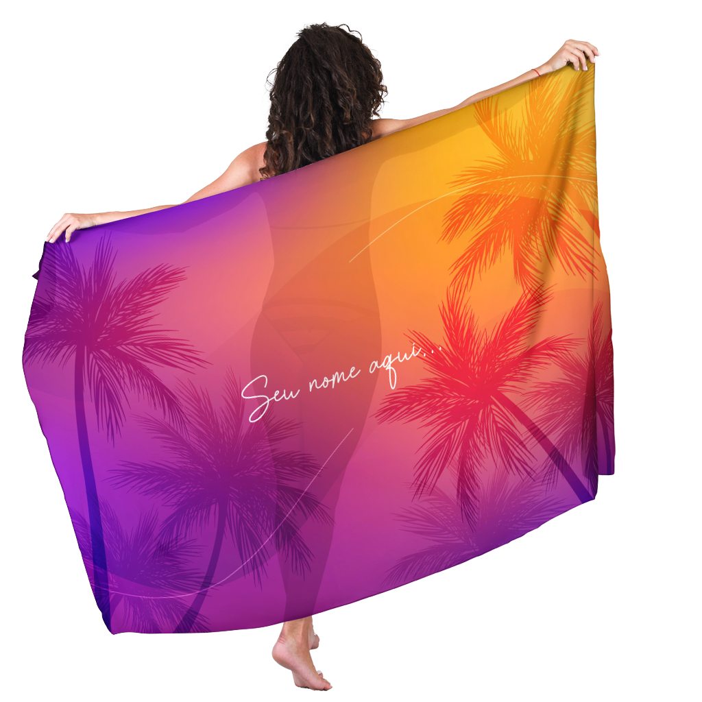 Canga Com Nome Personalizado Saida de Praia Folhagem 51